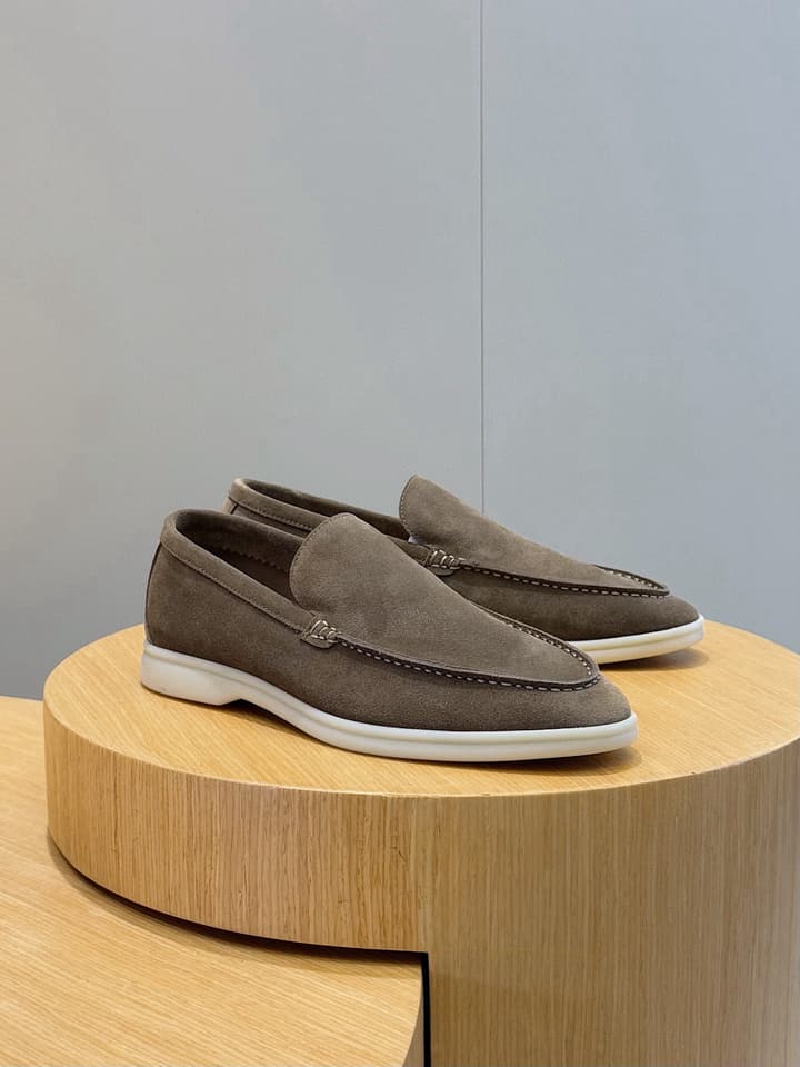 Loro Piana Italian Handmade Suede Driving Shoes in Black Suede