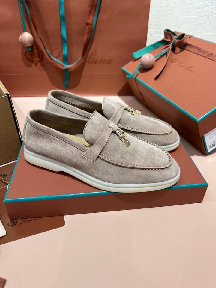 Loro Piana My Charms Suede Loafers in Dark Blue