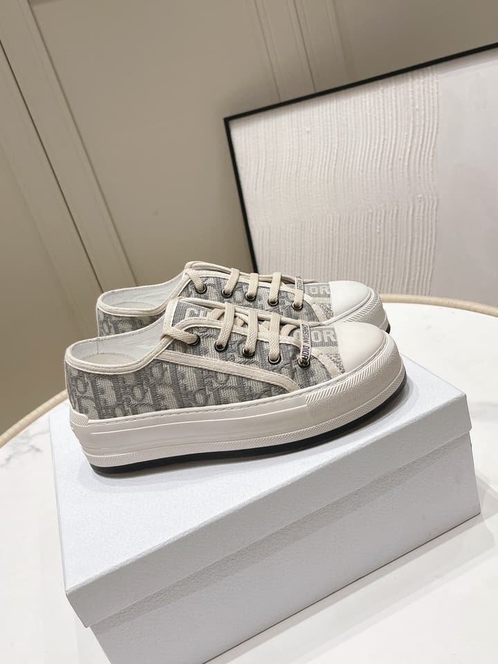 Dior Walk'n'Dior Oblique Embroidered Platform Sneakers in Dark Oblique