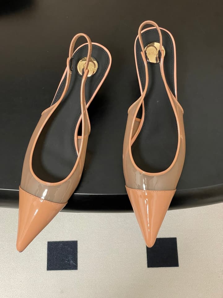 Saint Laurent Pointed PVC Slingback Sandals – 26SS in Beige