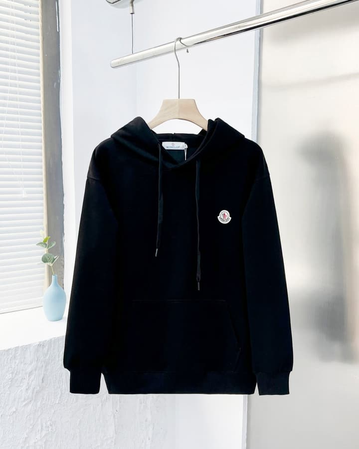 Moncler Men's Casual Cotton Hooded Sweatshirt in Black