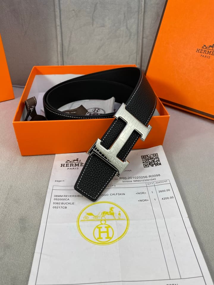 Hermès Crocodile Buckle Belt in Gold Hardware