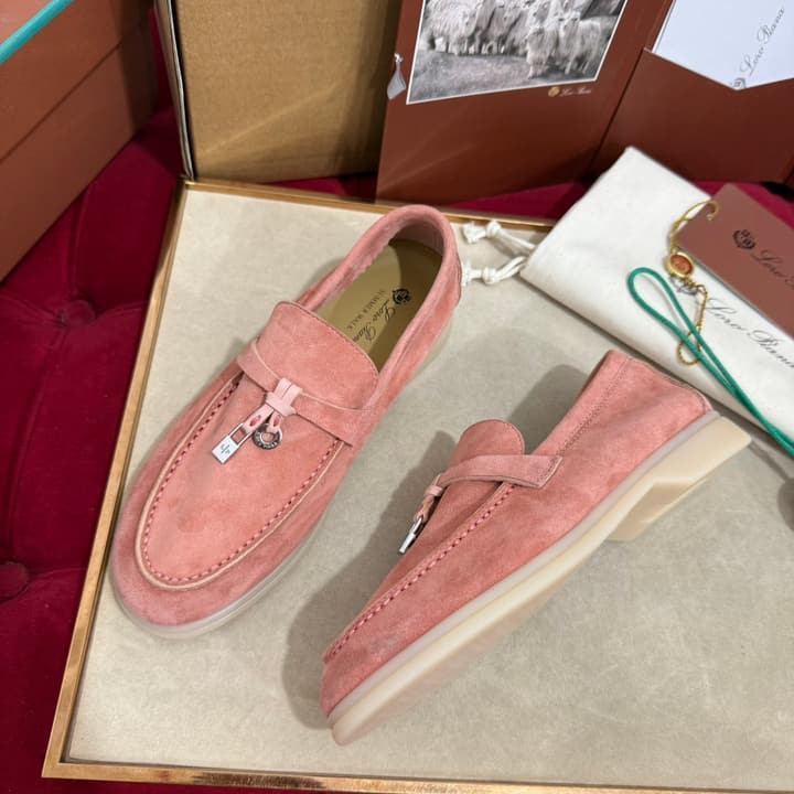Loro Piana Summer Charms Walk Loafers – Kids Collection in Dusty Lavender Pink