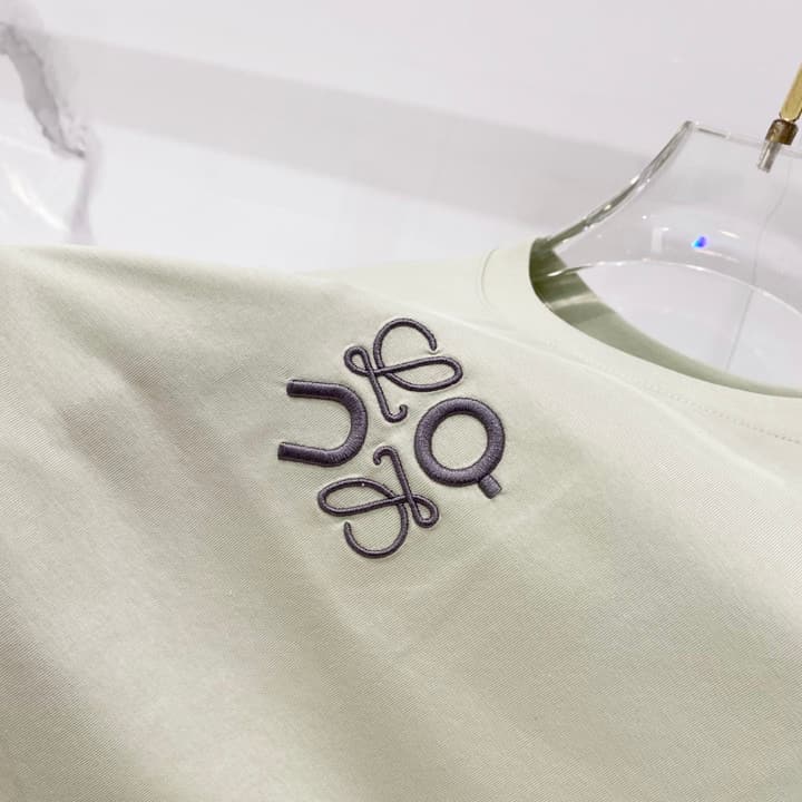 Loewe Mercerized Cotton Embroidered Logo T-Shirt in Black