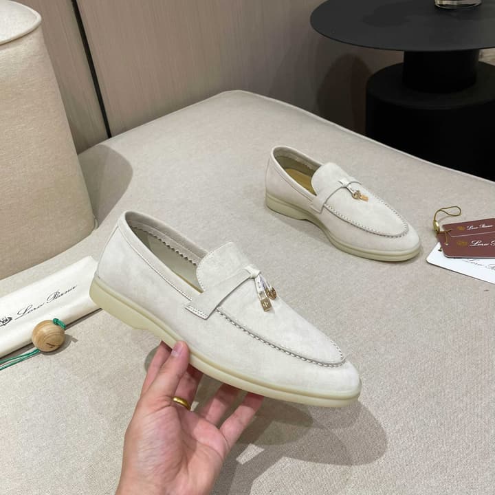 Loro Piana Summer Charms Walk Moccasin Loafers in Black Leather