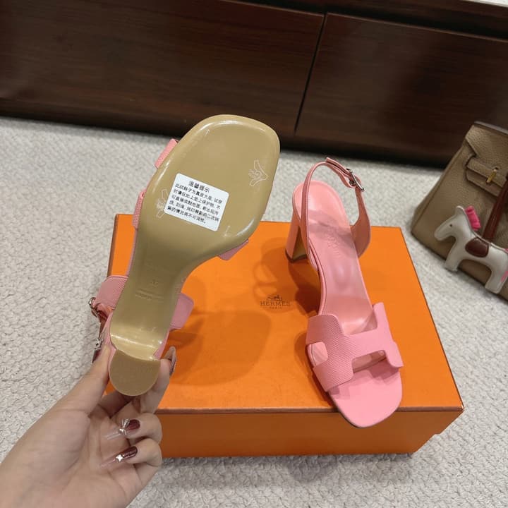 Hermès Eremite 80 Heeled Sandals in Blush Pink