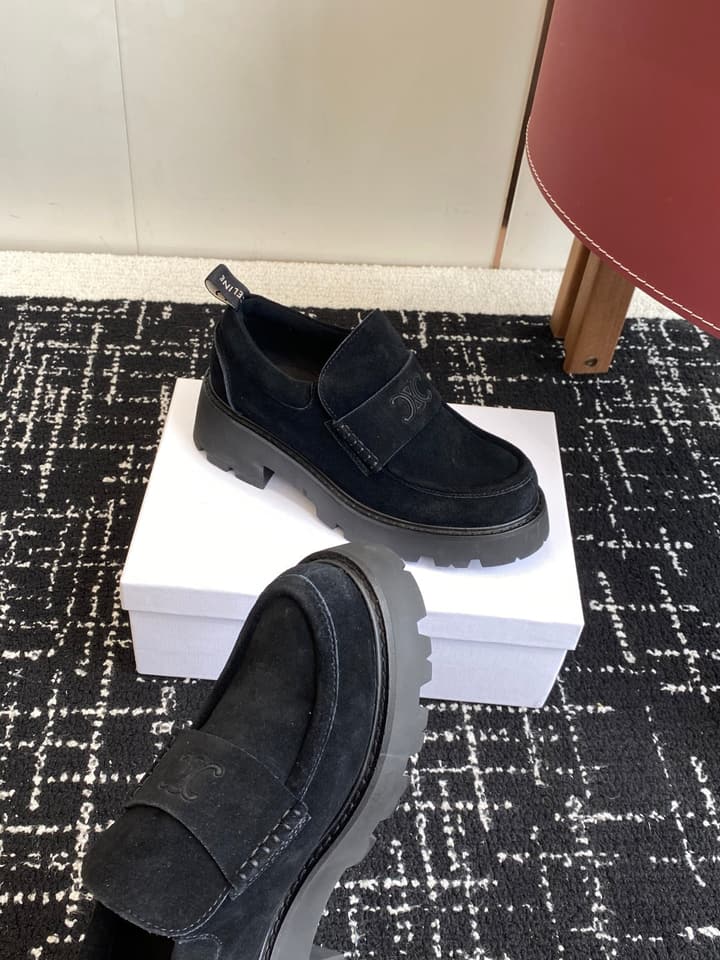 Celine Lisa Platform Loafers – 25SS Autumn/Winter Collection in Brown Suede Velcro