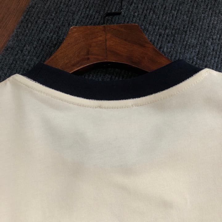 Dior Embroidered Logo T-Shirt – 2026SS in Apricot Ringer With Navy Collar