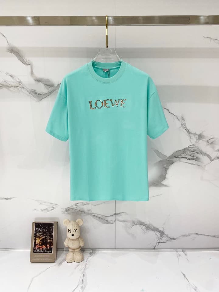 Loewe Rainbow Logo Embroidered Cotton T-Shirt in Classic Black