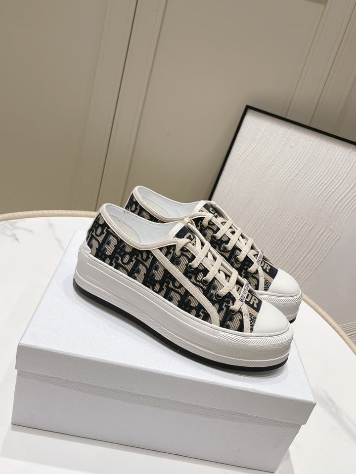 Dior Walk'n'Dior Oblique Embroidered Platform Sneakers in Dark Oblique