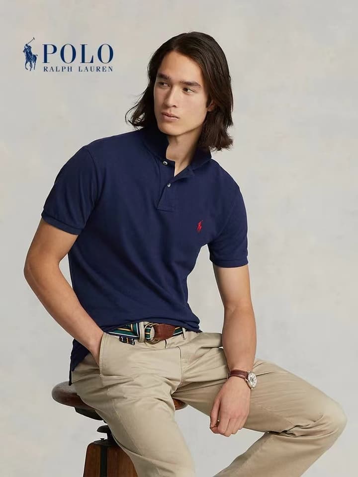Ralph Lauren Men's Pure Cotton Business Casual Polo Shirt – Summer Collection in Classic Black