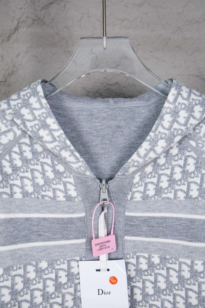 Dior Monogram Jacquard Zip Cardigan – 24SS in Light Grey Monogram