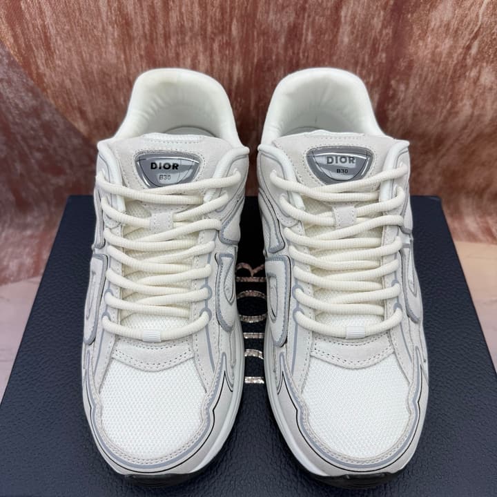 Dior B30 Low-Top Sneakers in Light Khaki Gray