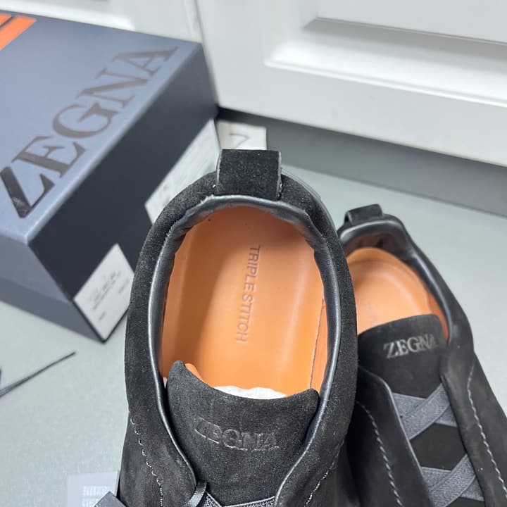 Zegna Triple Stitch Suede Low-Top Sneakers