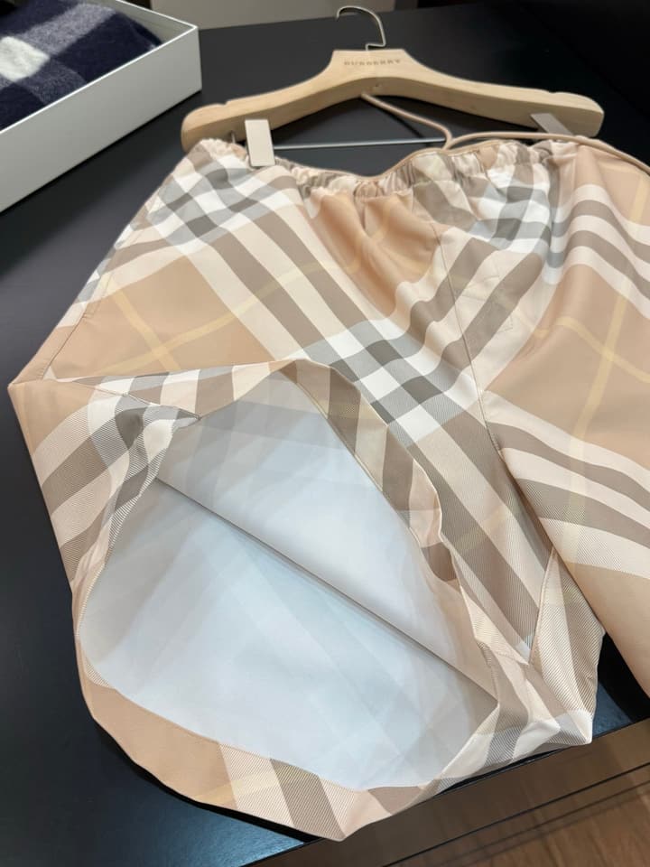 Burberry Diagonal Check Swim Shorts in Apricot