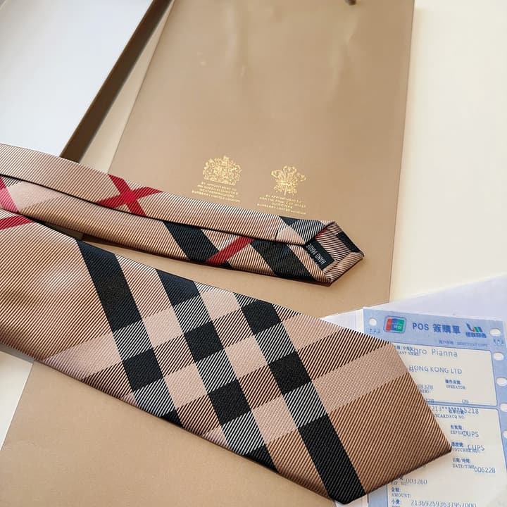 Burberry TB Monogram Silk Tie in Beige