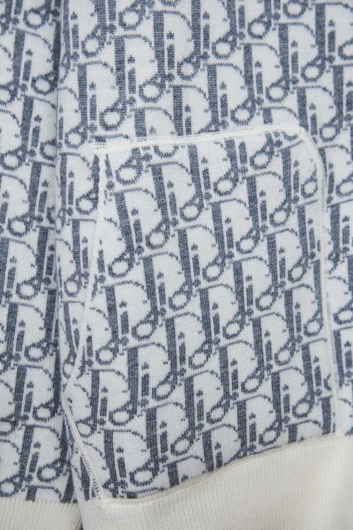 Dior CD Monogram Jacquard Cardigan – 24SS in Dark Grey