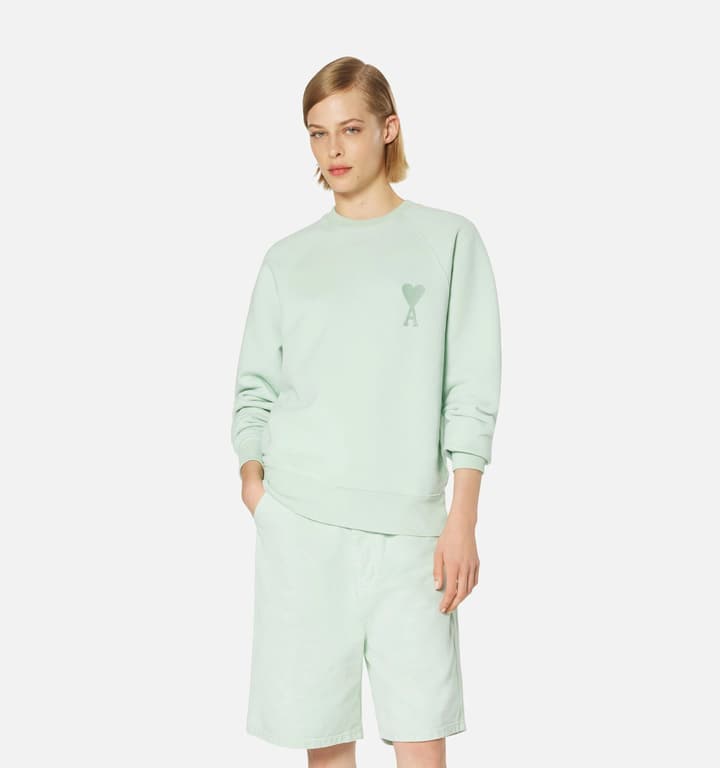 Ami Paris Ami de Coeur Embroidered Crewneck Sweatshirt in Gray