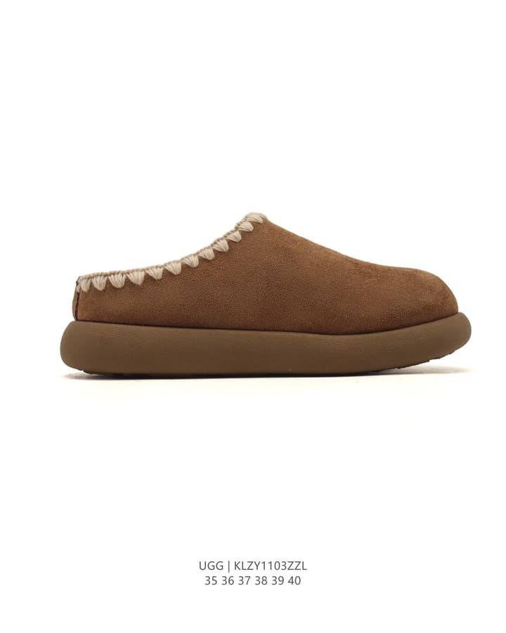 UGG Retro Color-Block Sheepskin Slippers – Autumn/Winter Collection in Brown Suede