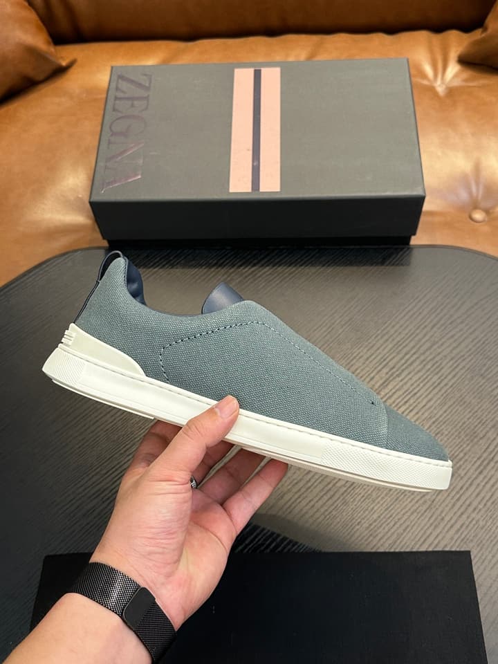 Zegna Triple Stitch Low-Top Sneakers in Black Suede