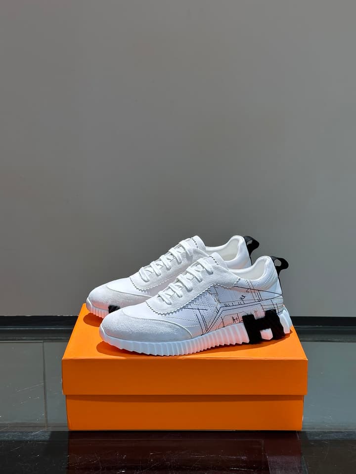 Hermès Bouncing Sneakers in Dark Grey Textured
