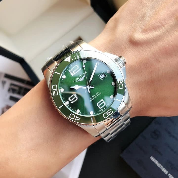 Longines Conquest Automatic Diver Watch in Green Dial With Steel Bracelet