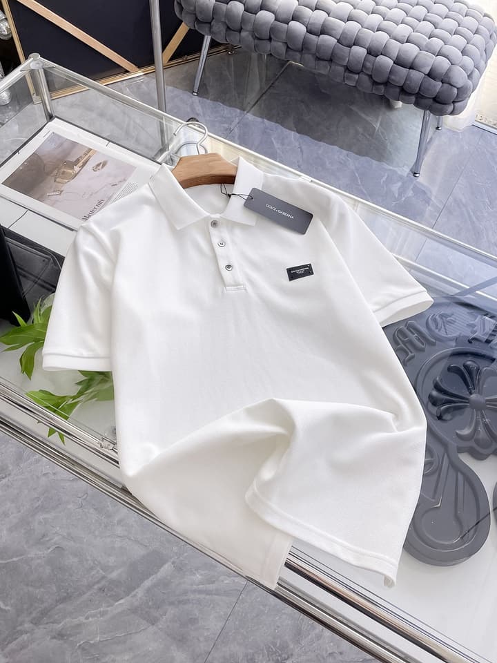 Dolce & Gabbana Minimalist Piqué Polo Shirt – Spring/Summer Collection – 2026 in Black Patch Logo