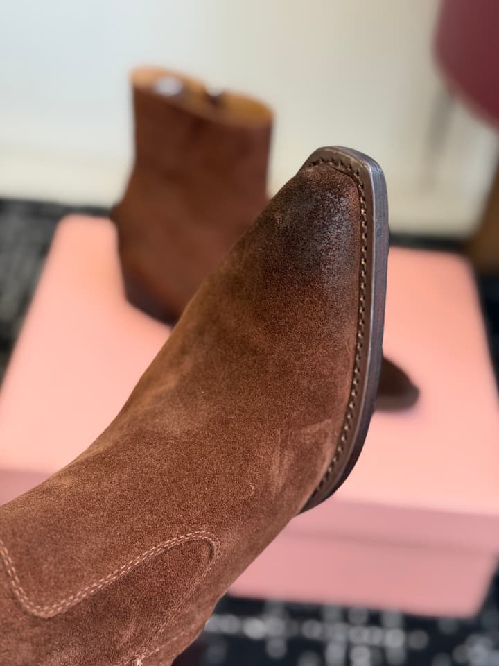 Miu Miu Distressed Leather Cowboy Biker Boots – 2026SS