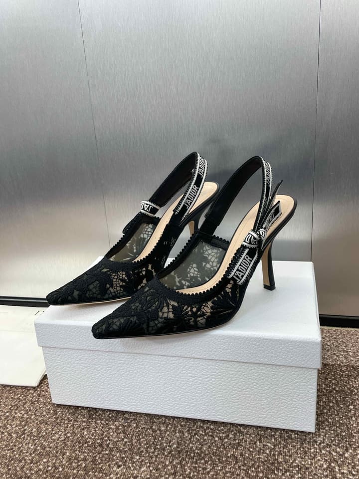 Dior J'Adior Woven Slingback Sandals – 2023 Spring/Summer Collection in Black Oblique Mesh High Contrast