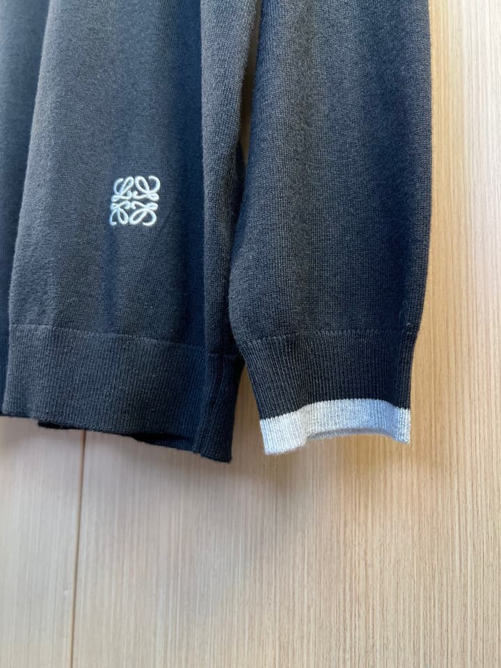 Loewe Embroidered Crewneck Sweater – 26SS in Black With Grey Trim