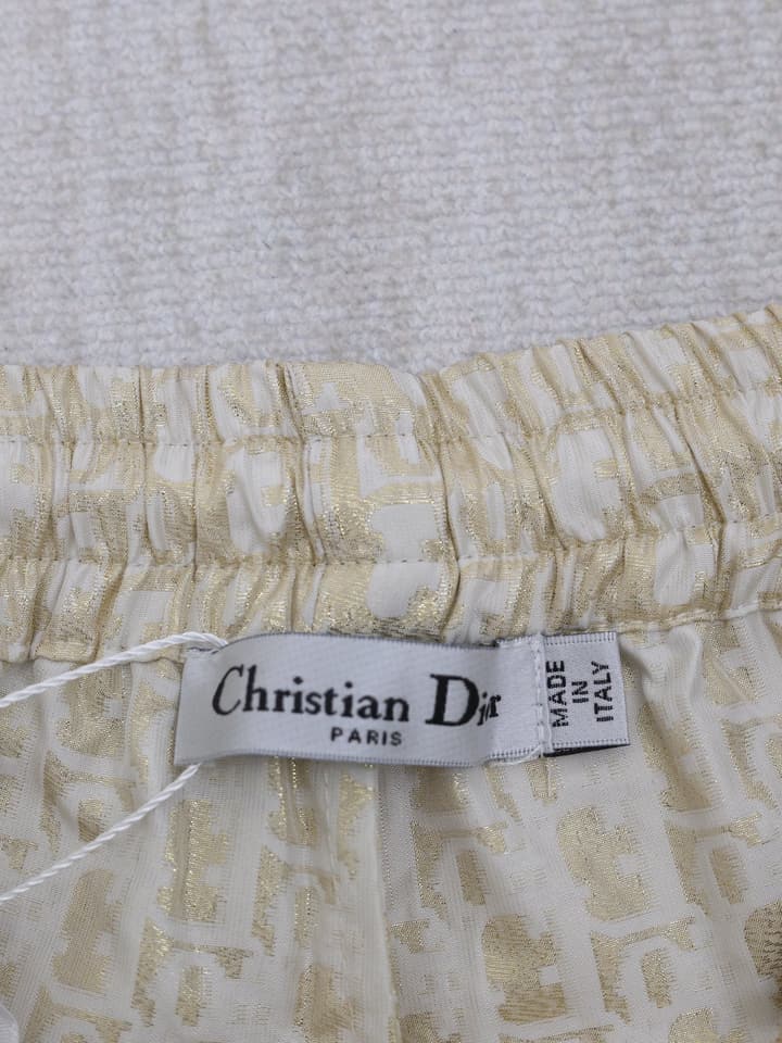 Dior Gold Taffeta Jacquard Oblique Shorts – 2025 in Navy Blue