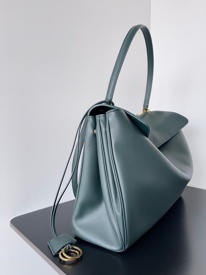 Balenciaga Rodeo Large Leather Shoulder Bag in Dark Green Leather
