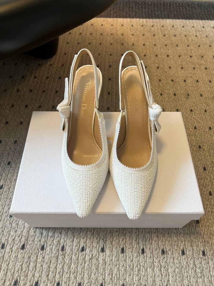 Dior J'Adior Dior Or Embroidered Slingback Heels in Black Smooth