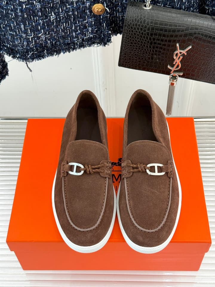Hermès Retro Couple's Loafers – 25FW in Dark Brown