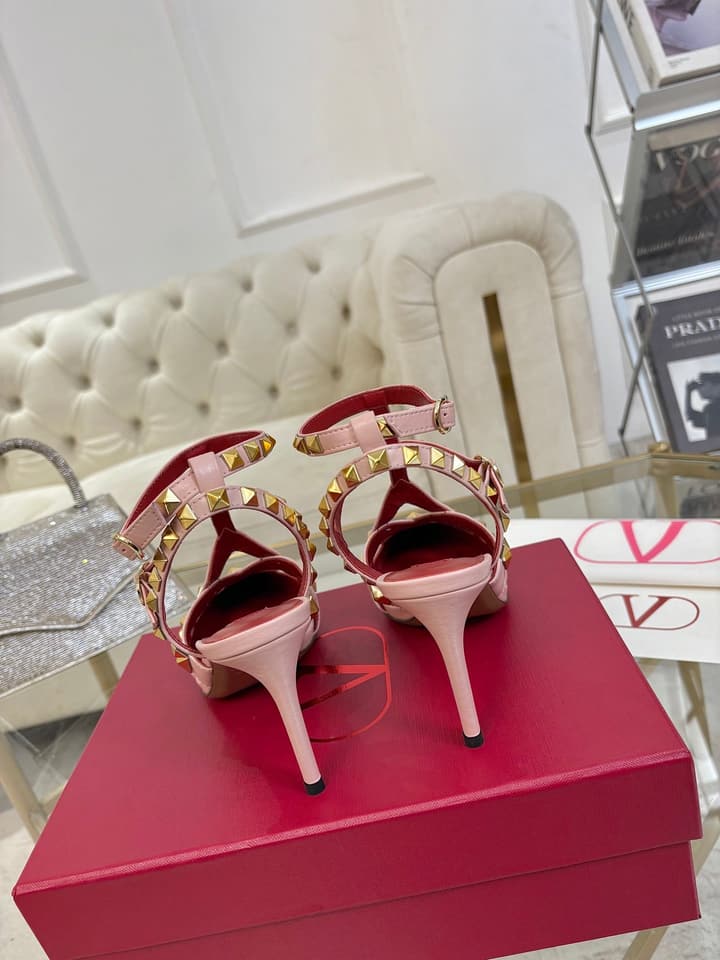 Valentino Studded Cut-Out High-Heeled Sandals – 26SS in Pink