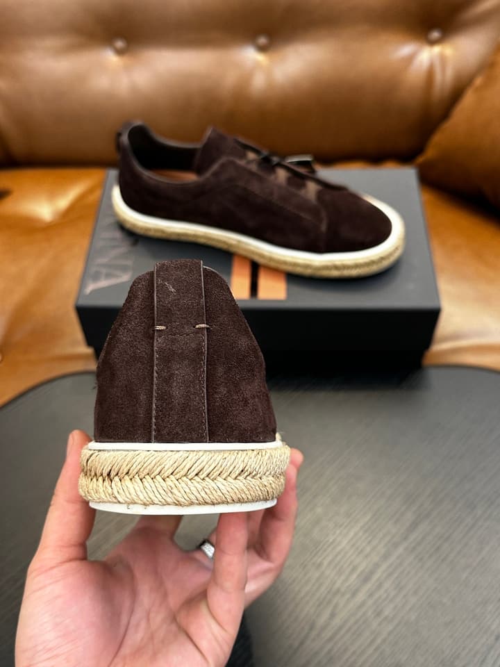 Ermenegildo Zegna Triple Stitch Low-Top Sneakers in Black Suede