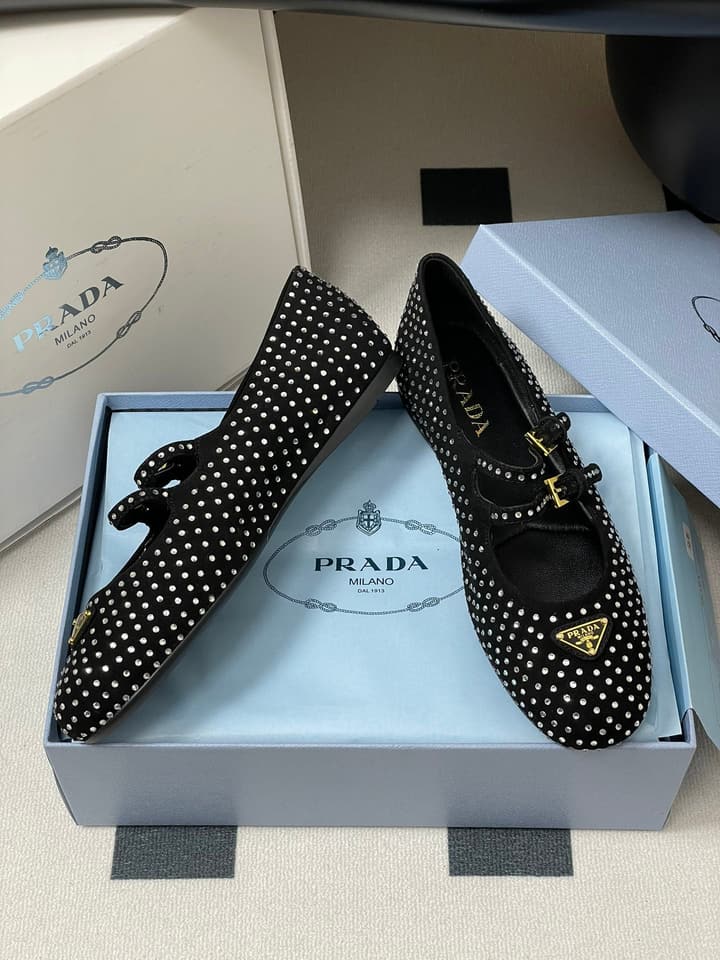 Prada Rhinestone Mary Jane Ballet Flats – 25SS Collection