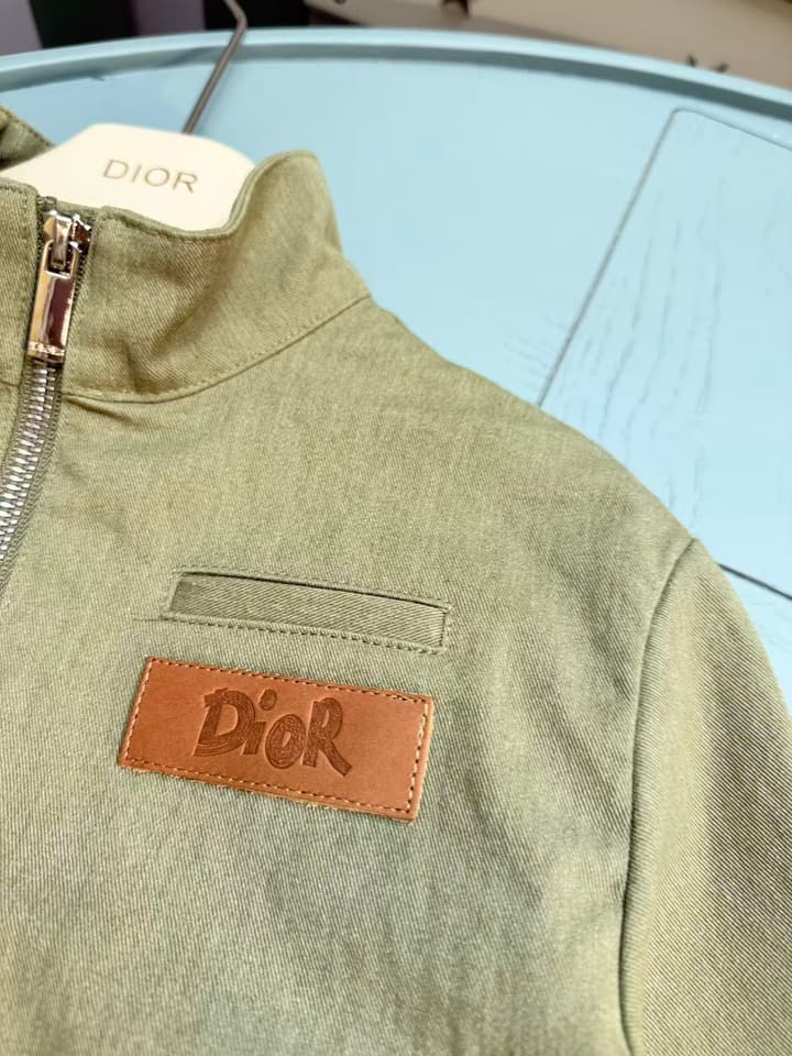 Dior Kids Two-Piece Outfit Set – Jacket and Washed Denim – 2025SS – Kids Collection in Light Sage Green Set