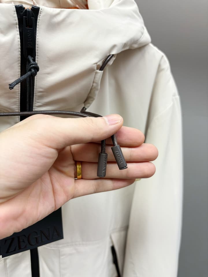 Zegna Letter Embossed Down Jacket in Classic Black