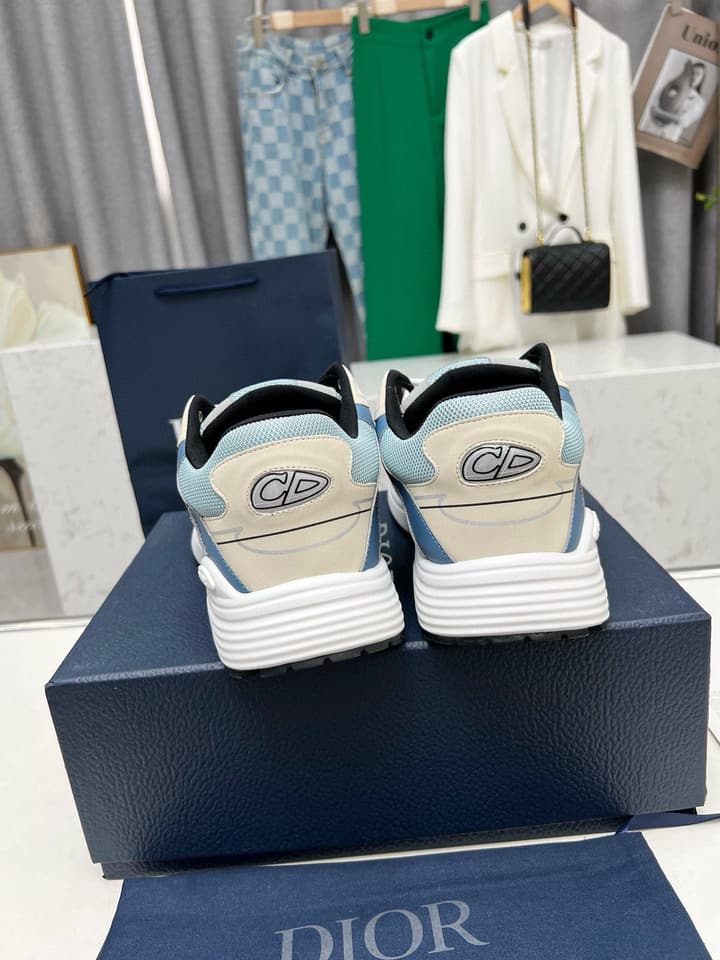 Dior B30 Unisex Mesh and Leather Sneakers in Navy Blue And Grey