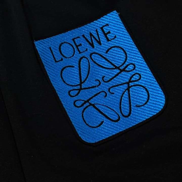 Loewe Classic Element Embroidered Shorts in Black With Blue Anagram Logo