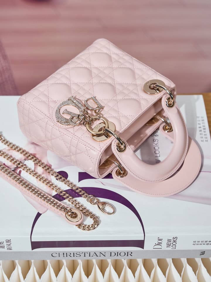 Dior Classic Lady Lambskin Handbag in Blush Pink