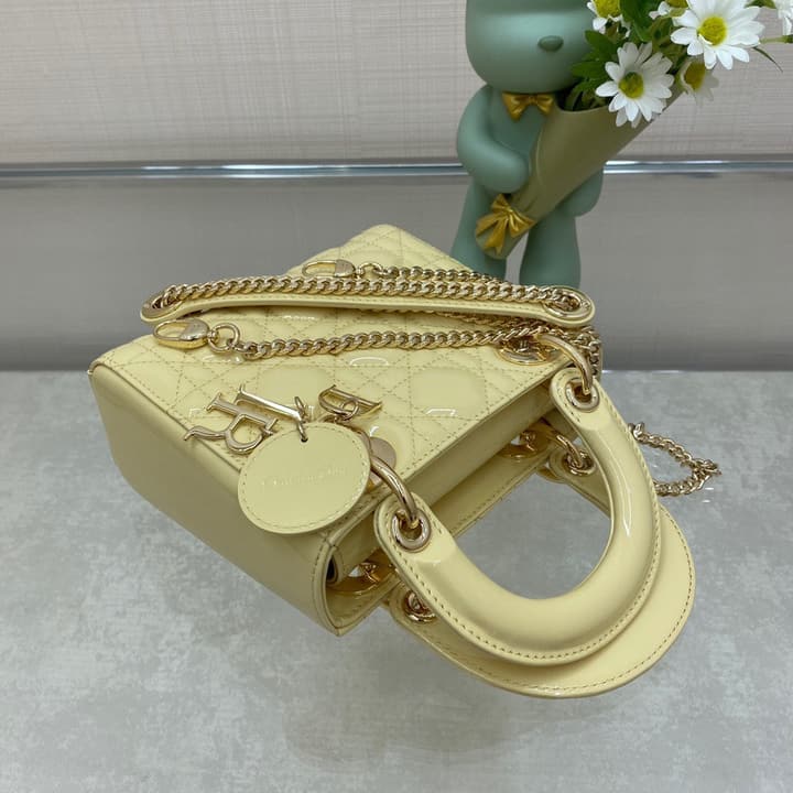 Dior Lady Dior Mini Patent Crossbody Bag in Cherry Red Patent