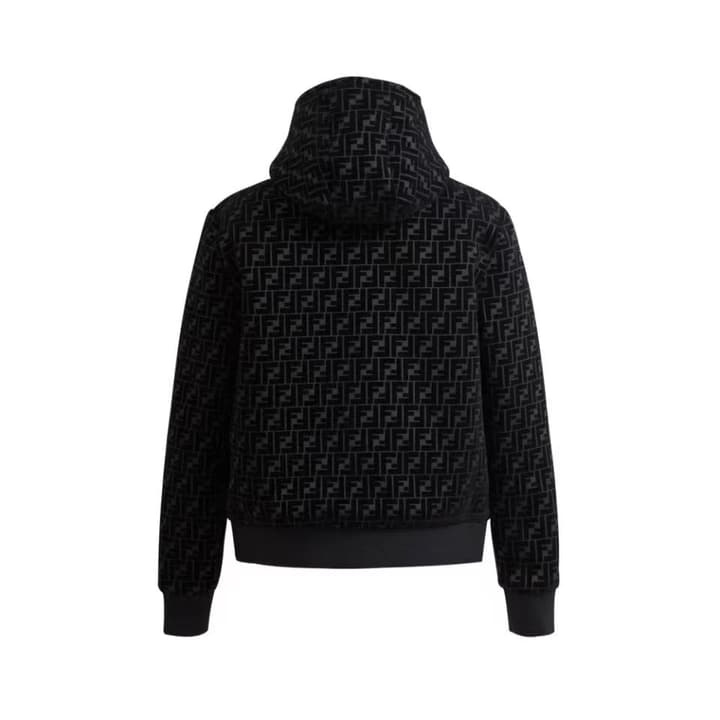 Fendi All-Over Print Flocked Jacket in Black Flocked Monogram Jacket