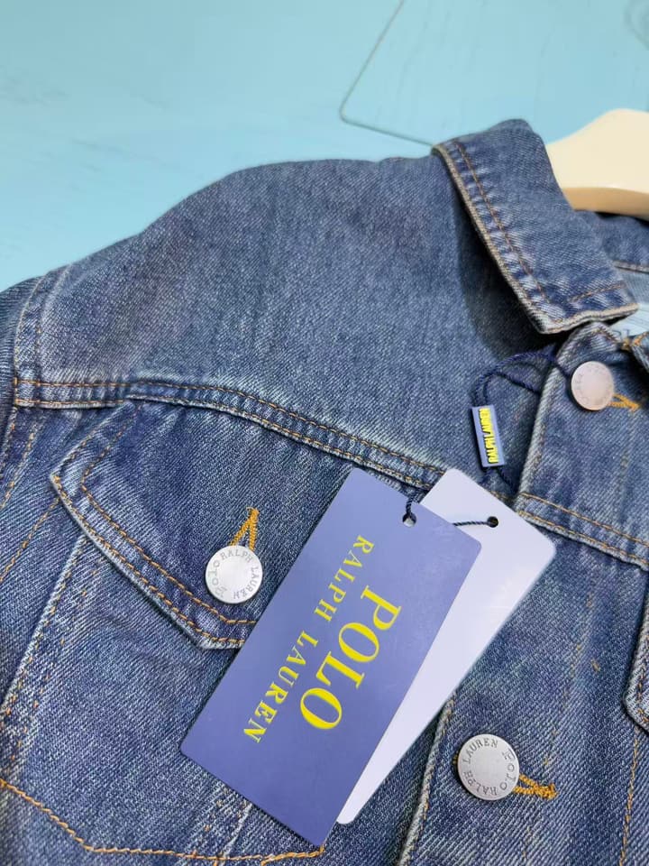 Ralph Lauren Kids Denim Shirt Jacket – 2025SS Collection in Medium Wash Blue Denim