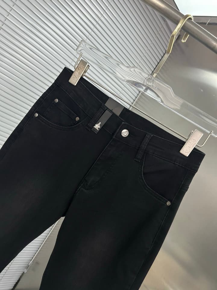 Prada Men's Washed Denim Jeans – 2025 Collection in Solid Black