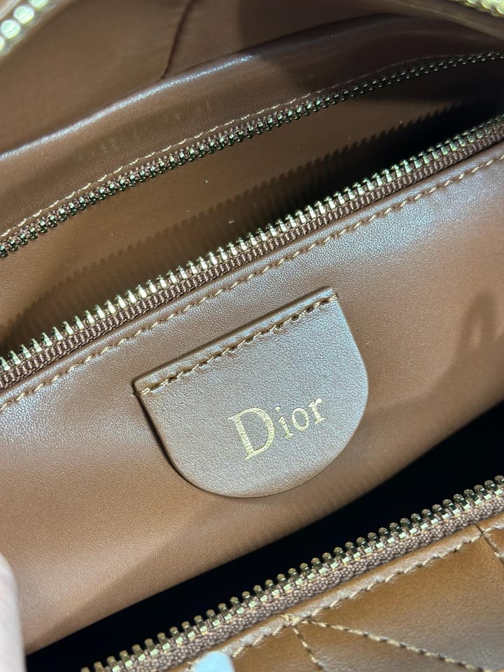 Dior Lady Dior Large Tote Bag in Dark Cognac With Gold Hardware