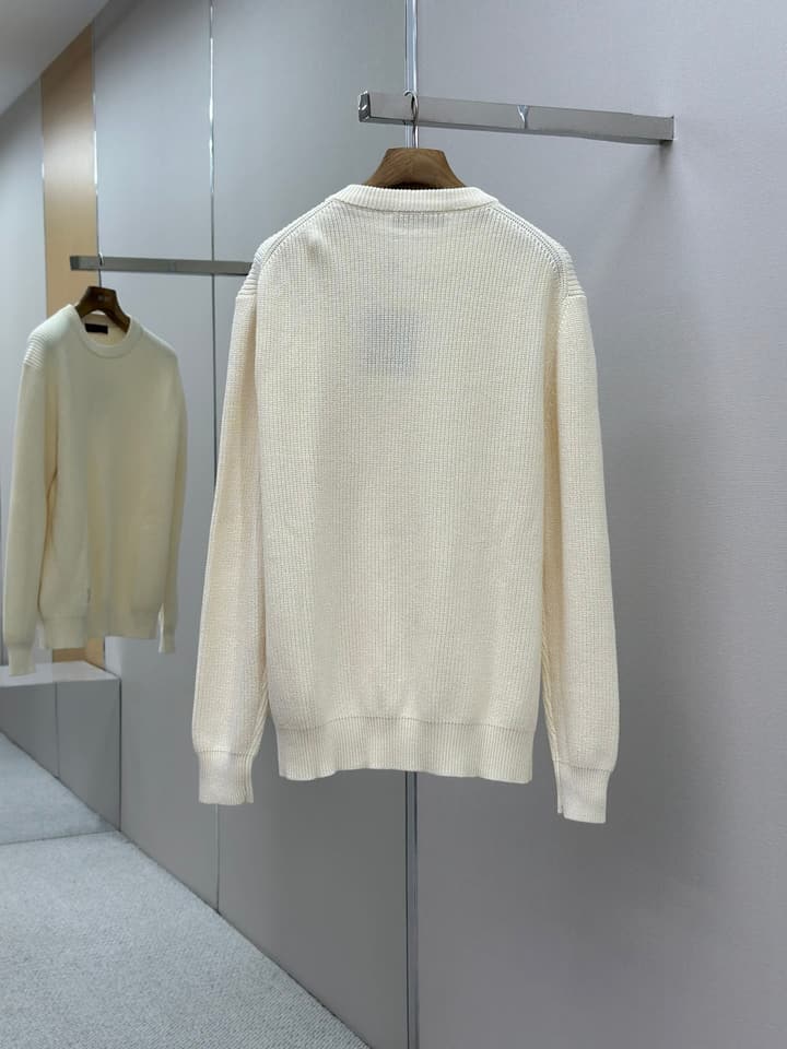 Louis Vuitton Logo Embroidered Knit Sweater in Creamy Off-white Knit