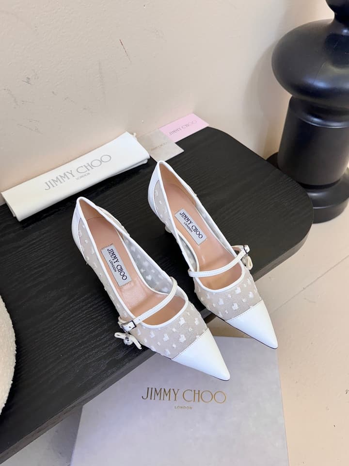 Jimmy Choo Patent Leather Pumps – 2025FW in Nude Mesh