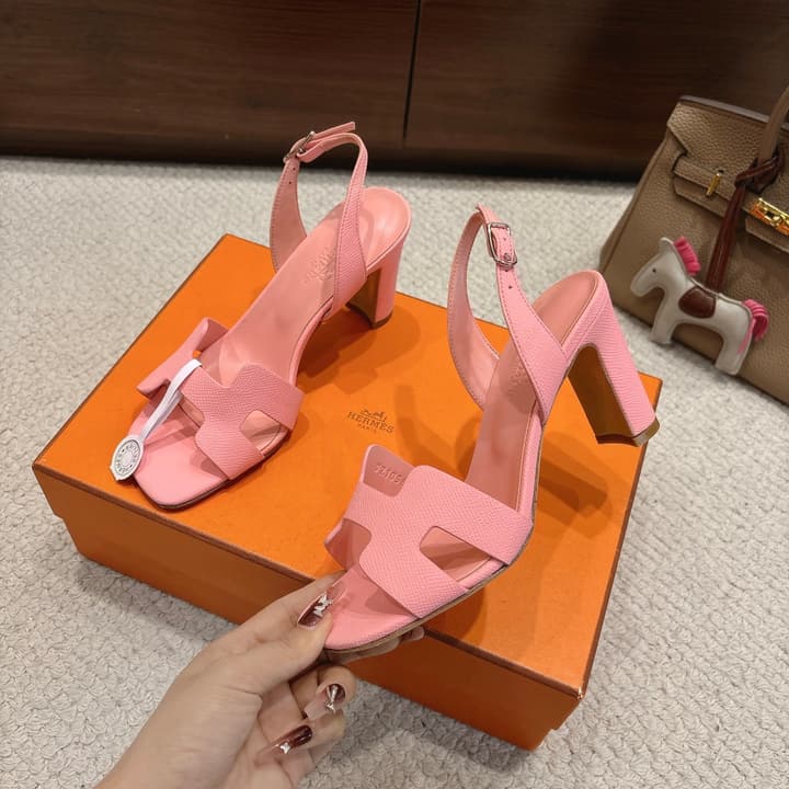 Hermès Eremite 80 Heeled Sandals in Blush Pink